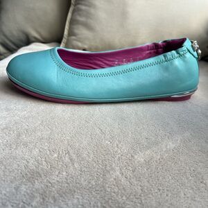 Soto Massini Turquoise Blue Leather Ballet Flat Women EU 41 US 10-11 fits 9.5 W
